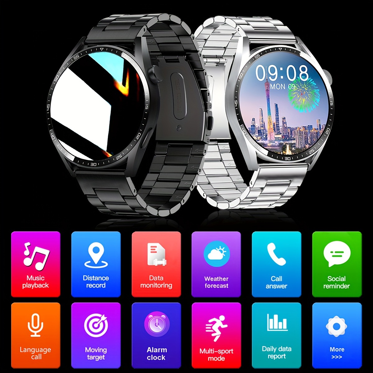 1pc mens smartwatch with 1 32 tft display stainless   wireless 5 3 usb charging 360p resolution 36v jl7012f6 chip rechargeable lithium polymer battery call message alerts sports exercise   1