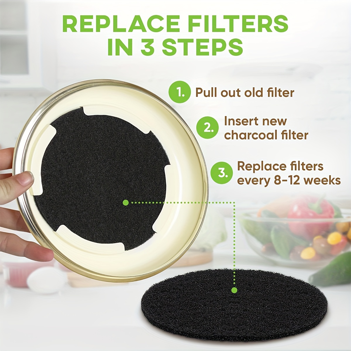 Charcoal Filters For Compost Bucket - Round Compost Pail Filters