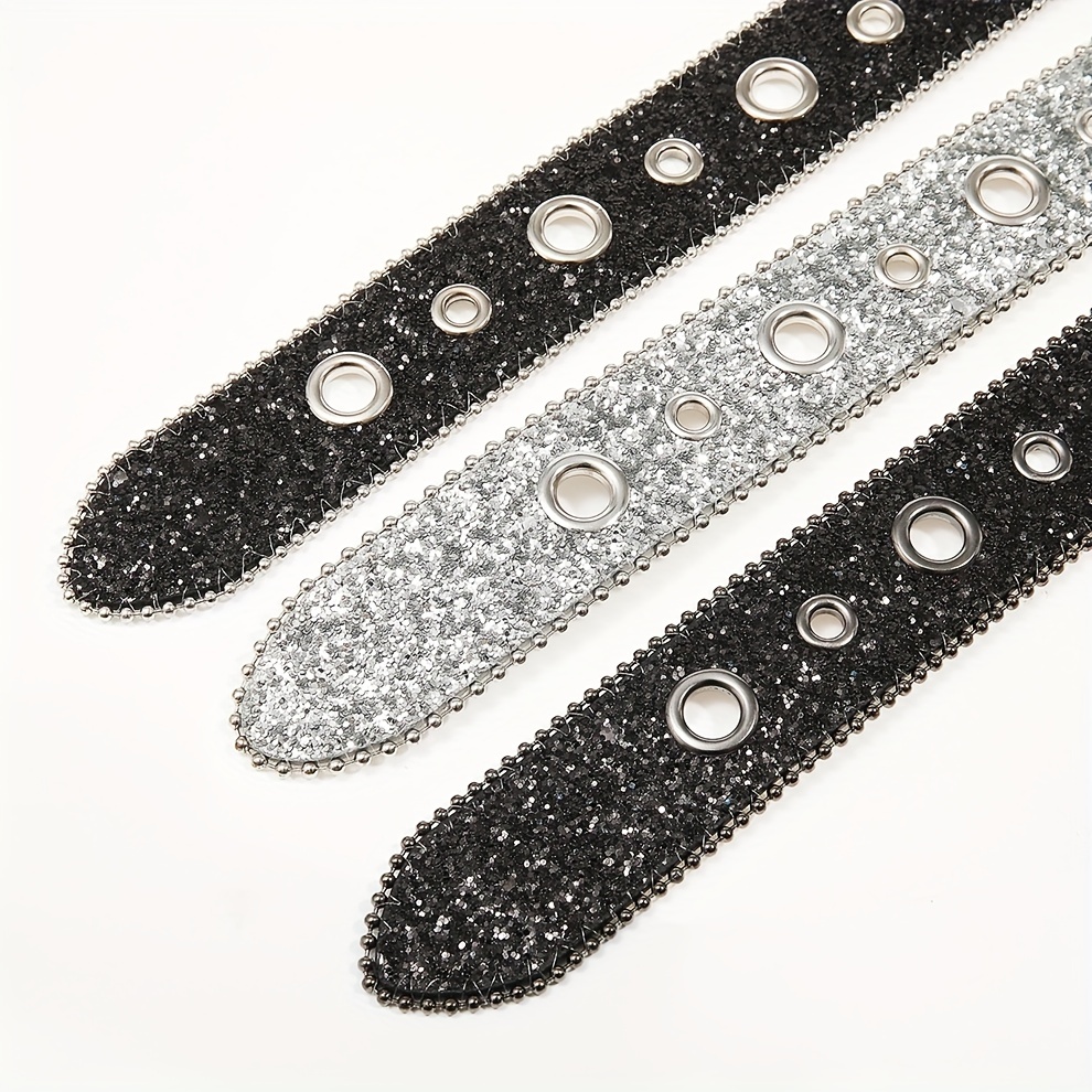 Glitter Y2K Hip Hop Belt Hollow Out Jeans Pants Belt
