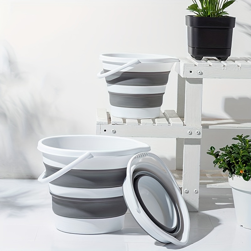 1pc Portable Foldable Square Bucket With Wheels- Suitable For Home,  Bathroom, And Outdoor Use; Can Be Used As A Foldable Bucket For Mopping,  Washing Clothes, Washing Face, Or For Fishing.
