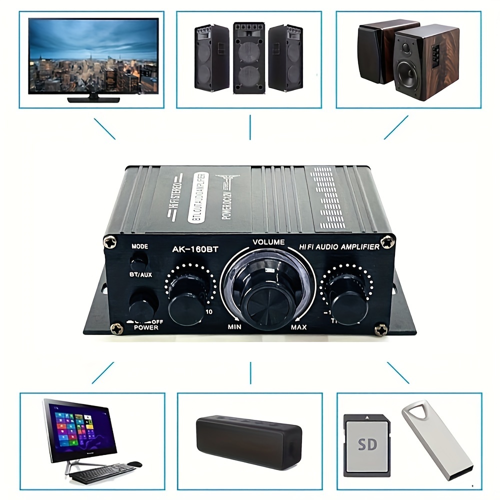 Aitefeir Mini Amplificador Potencia 400w Canal 2.0 Bt Hifi - Temu