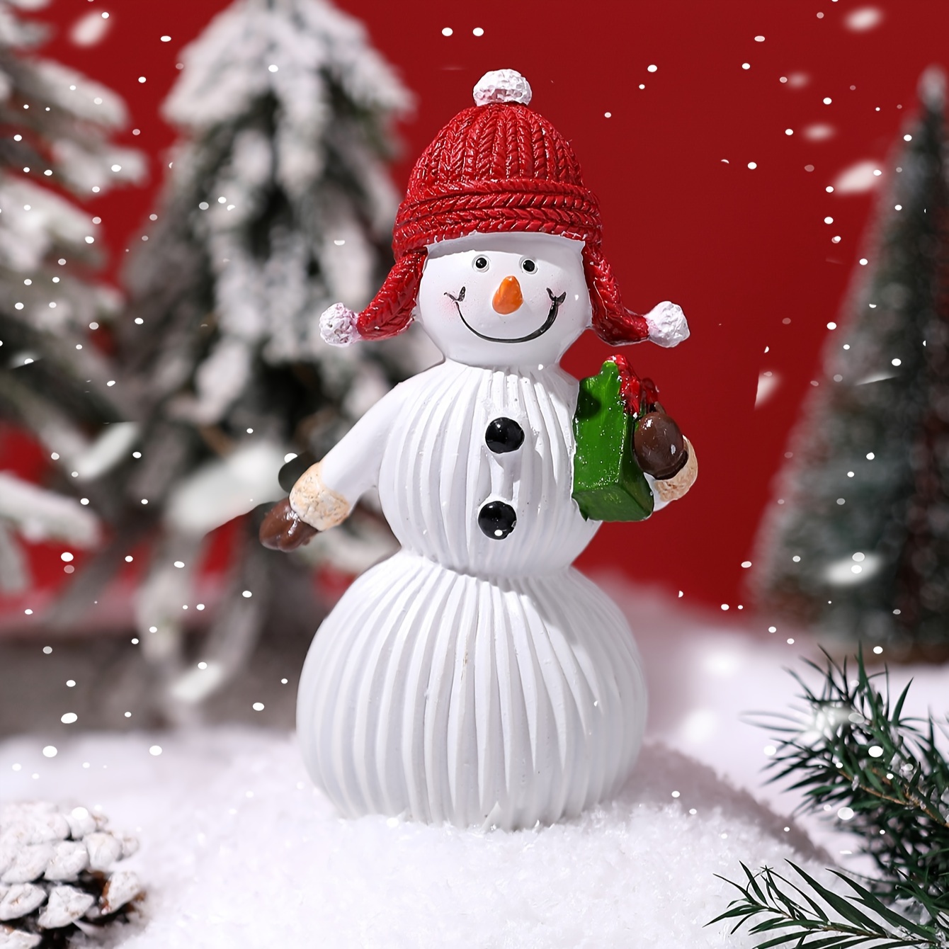 1pc Winter Scarf Snowman, Resin Mini Christmas Ornaments Snowman Christmas  Figurines Decoration