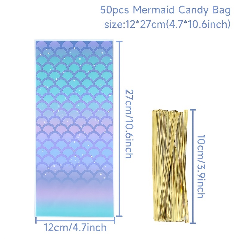 Blue Fish Scale Candy Bag Flat Mouth Packaging Bag Candy Bag - Temu