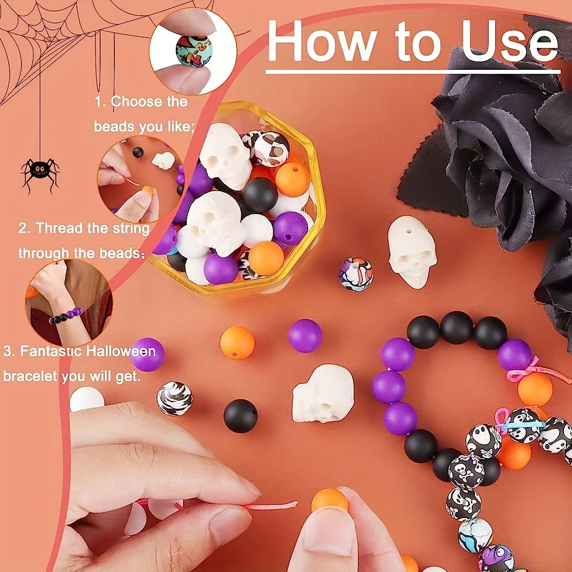 221PCS Halloween Silicone Beads for Keychain Making, Silicone