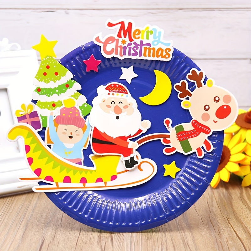 Handcraft Colorful Paper Plate Painting Creative Diy Paste - Temu