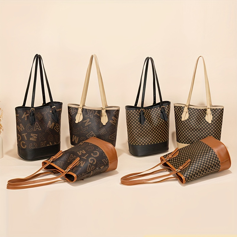 

New 2024 Vintage Pattern Bucket Bag, Classic Textured Outdoor Shopping Handbag For Women