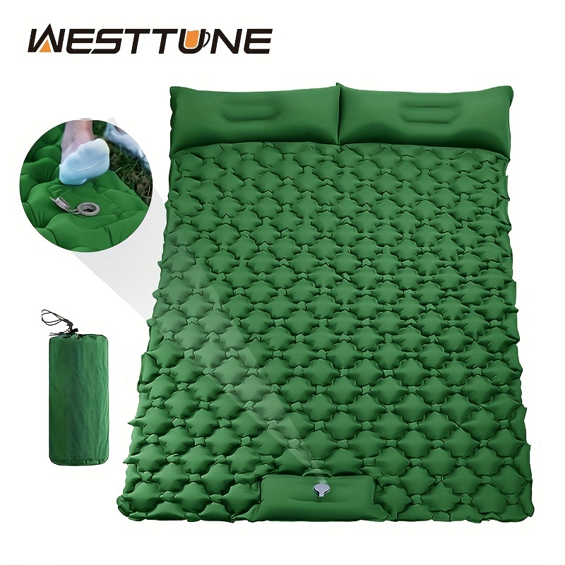 Double matelas de couchage pour camping tapis autogonflant matelas de  couchage avec oreiller pour la randonnée en plein air 2 personnes lit de  voyage Air Mat