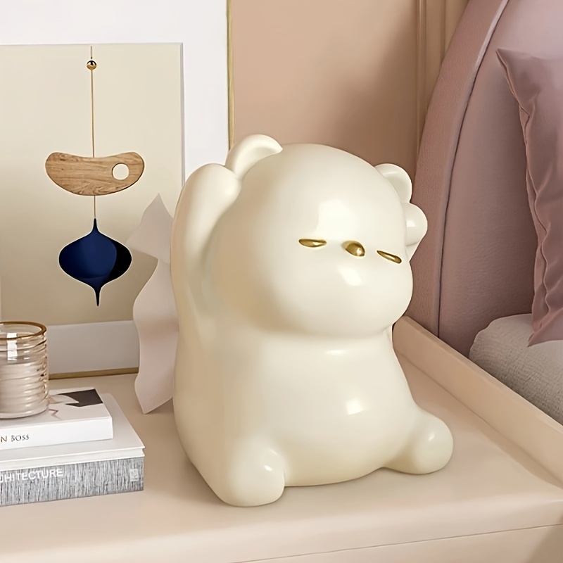 creative toy decoration porch entry decompressing tissue box light luxury cute bear paper decoration ceramic table decoration 4