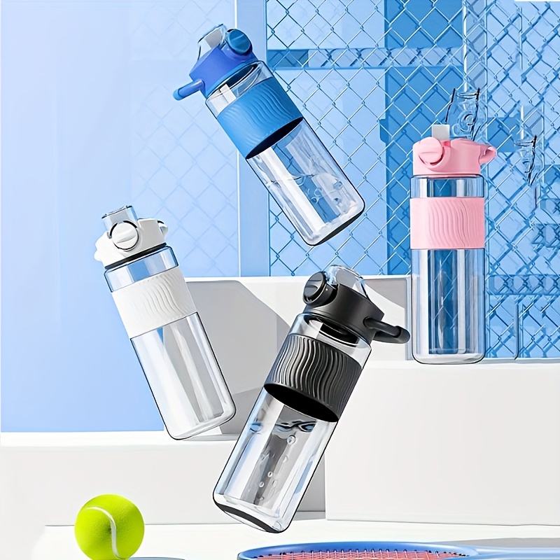 Clear Plastic Water Bottle With Handle, Leakproof Flip Top Water