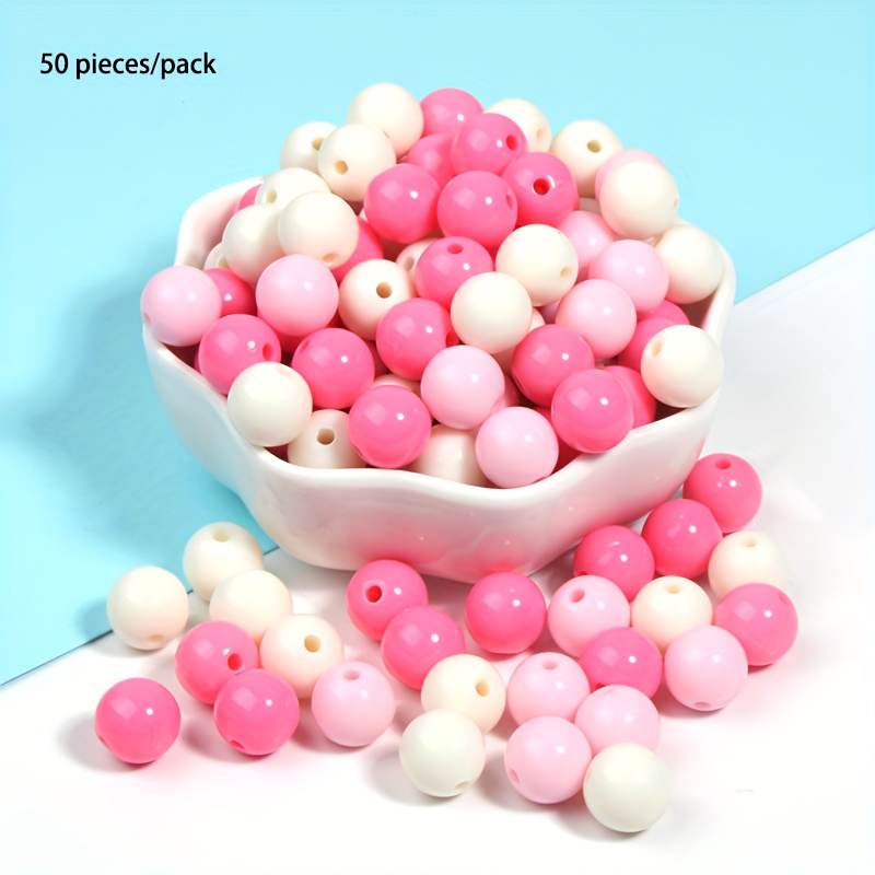 A Pack Acrylic Solid Color Round Beads Christmas Beads For - Temu