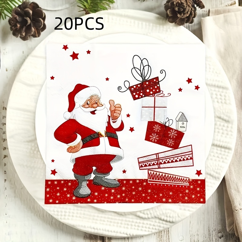 Set Christmas Tree Santa Claus Paper Plates Party - Temu