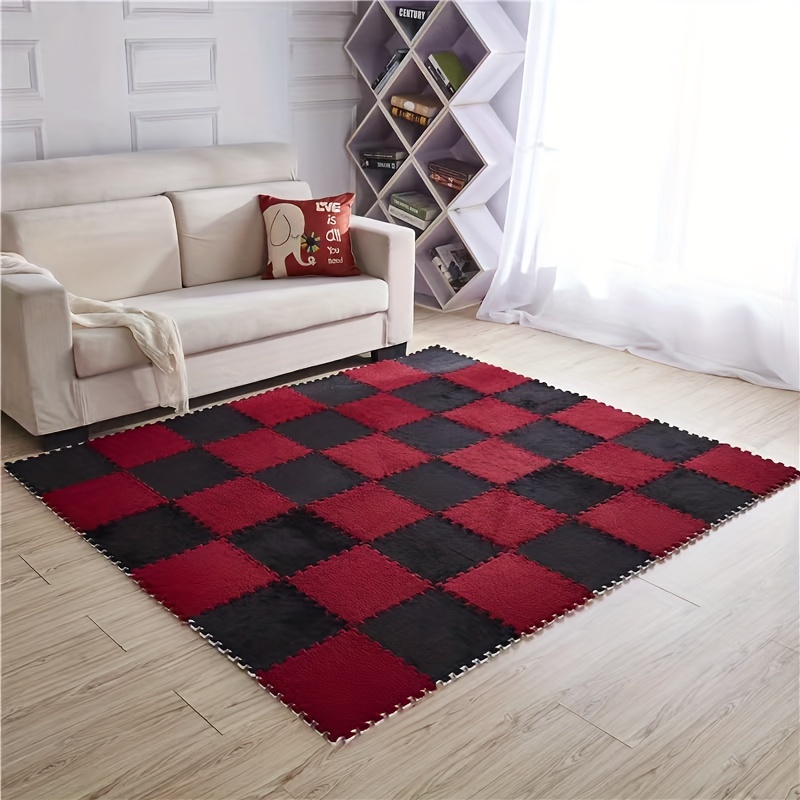 6pcs/pack Soft Cuttable Area Rug With Patchwork Design For Home, Washable  And Anti-slip