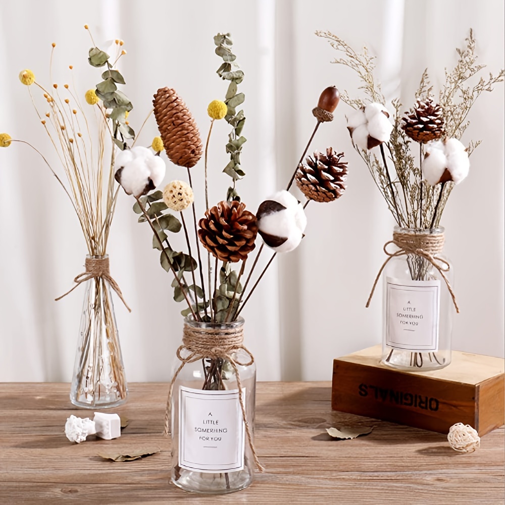 Cotton Stems Farmhouse Decorations, Cotton Decor Floral Stems & Artificial Branches, Faux Cotton Flowers Plant Twigs Stalks with Real & Natural Effect