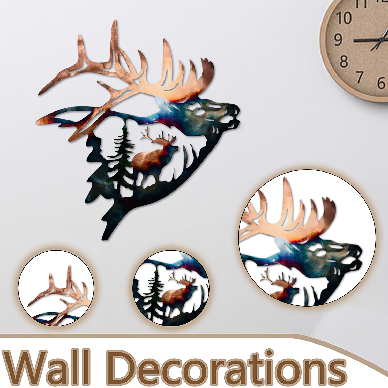 

2pcs 11.8inchx11.4inch Metal Wall Decoration, Elk Deer Metal Wall Art Sculpture, Silhouette Craft, And Country House Decorative Finishes Wall Decoration Hanging In Living Room, Bedroom, Bathroom
