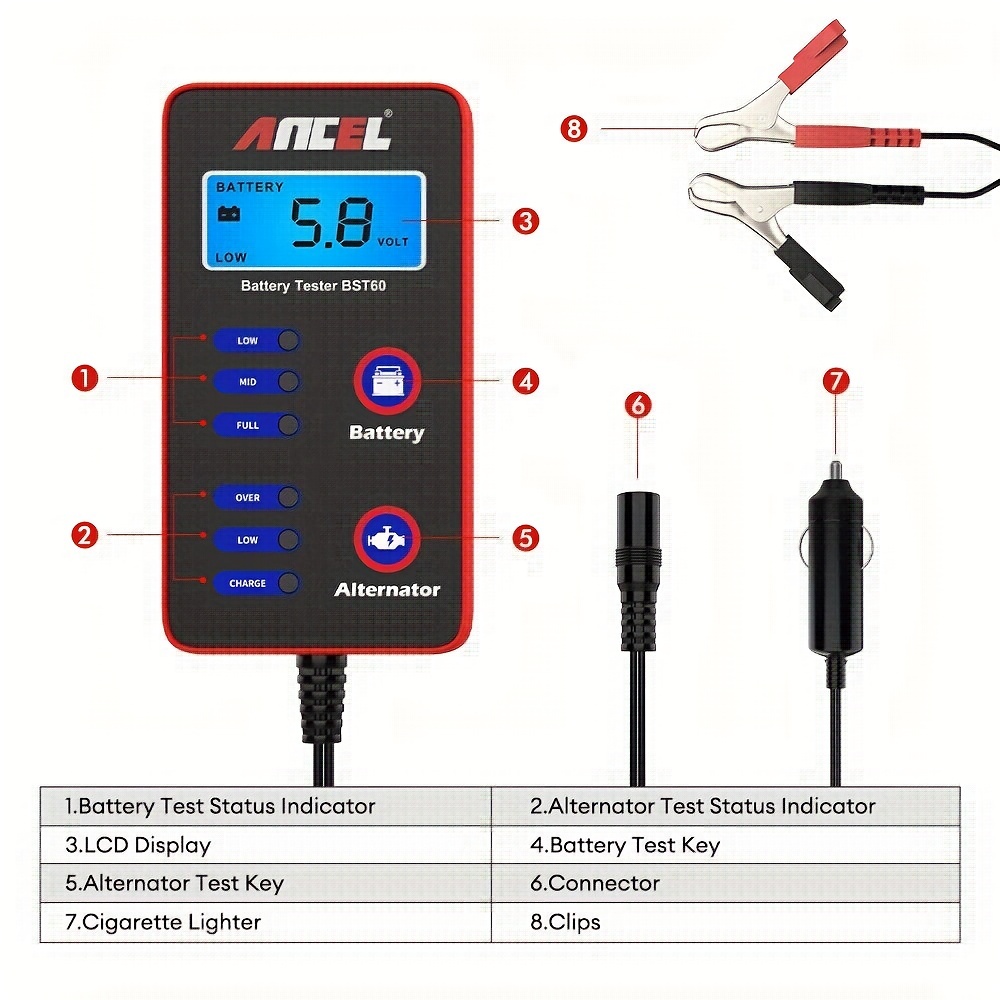 Bst60 12v Testeur Batterie Voiture Alternateur Analyseur - Temu Belgium