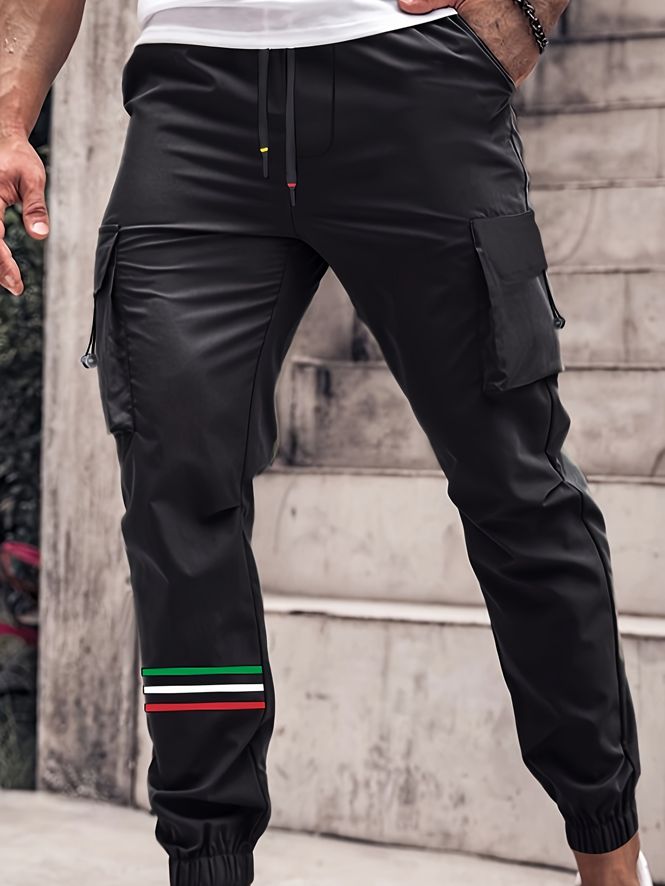 Hombres Multi Bolsillo Cintura Elástica Diseño Harem Pantalones