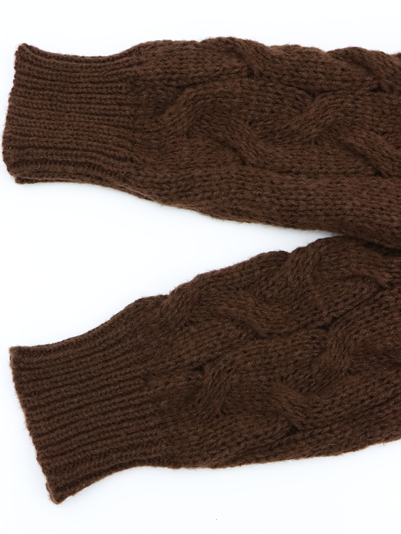 Plus Size Cable Knit Leggings - Brown