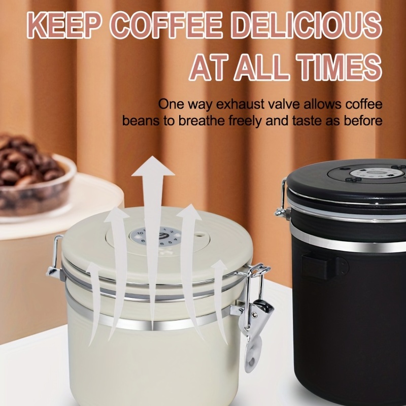 Stainless Steel Coffee Bean Sealed Jar with Measuring Spoon