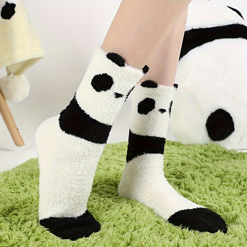1/3 Pares Calcetines Lana Coral Patrón Panda Mujer: Gruesos - Temu