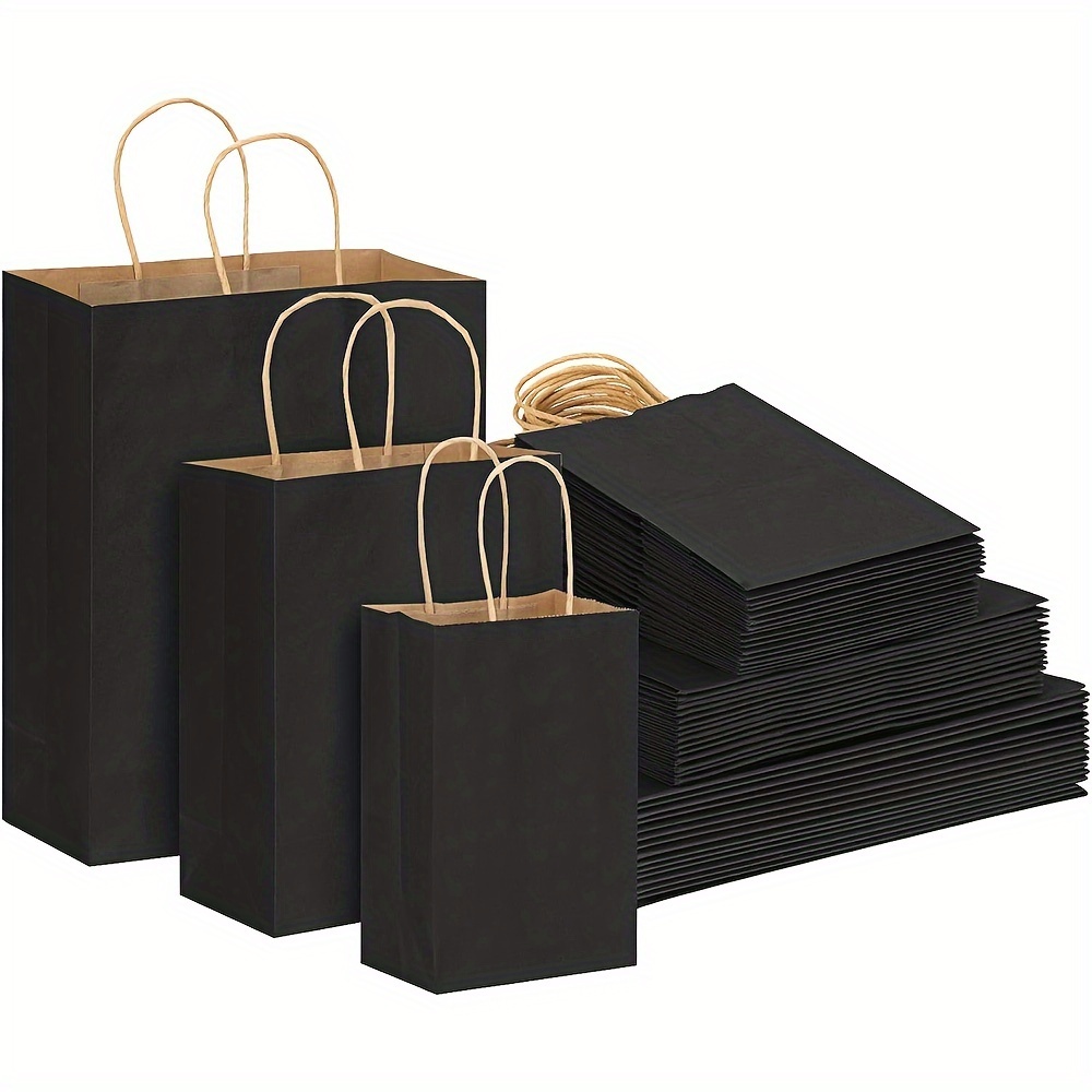 Qutuus Bolsas de regalo negras con asas – 25 bolsas de papel  negro de 8 x 4.5 x 10 pulgadas, bolsas de compras, bolsas de fiesta, bolsas  de regalo, bolsas de
