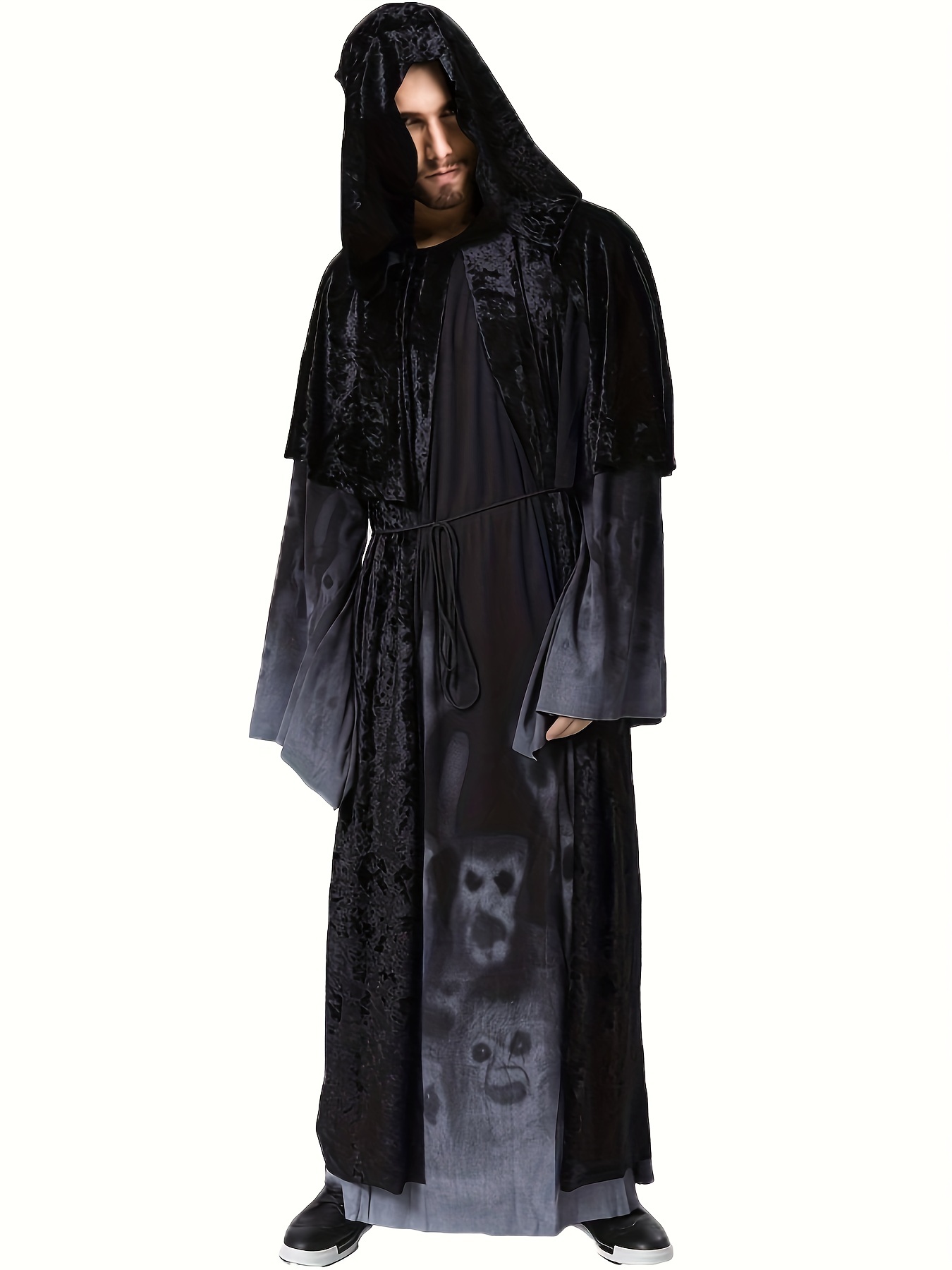 Halloween Cosplay Mantello Vampiro Costume In Velluto Adulto Morte  Mietitore Mantello Nero Teschio Demone Fantasma Abito Stregone Maschile Uomo, Sconti