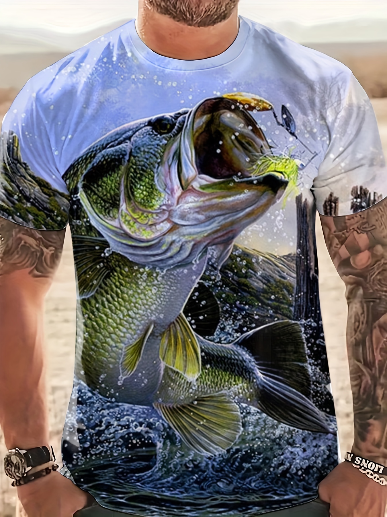 Men's Fishing Graphic T shirt 3d Digital Print Active - Temu
