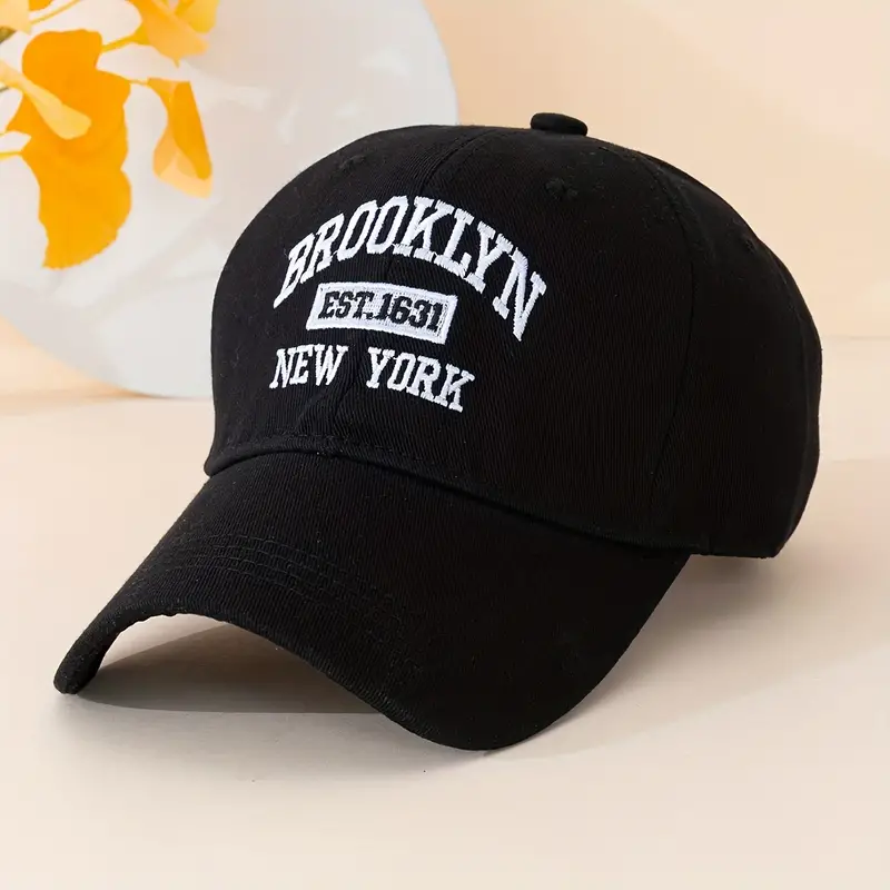 Brooklyn Embroidery Casual Baseball Solid Color Simple - Temu