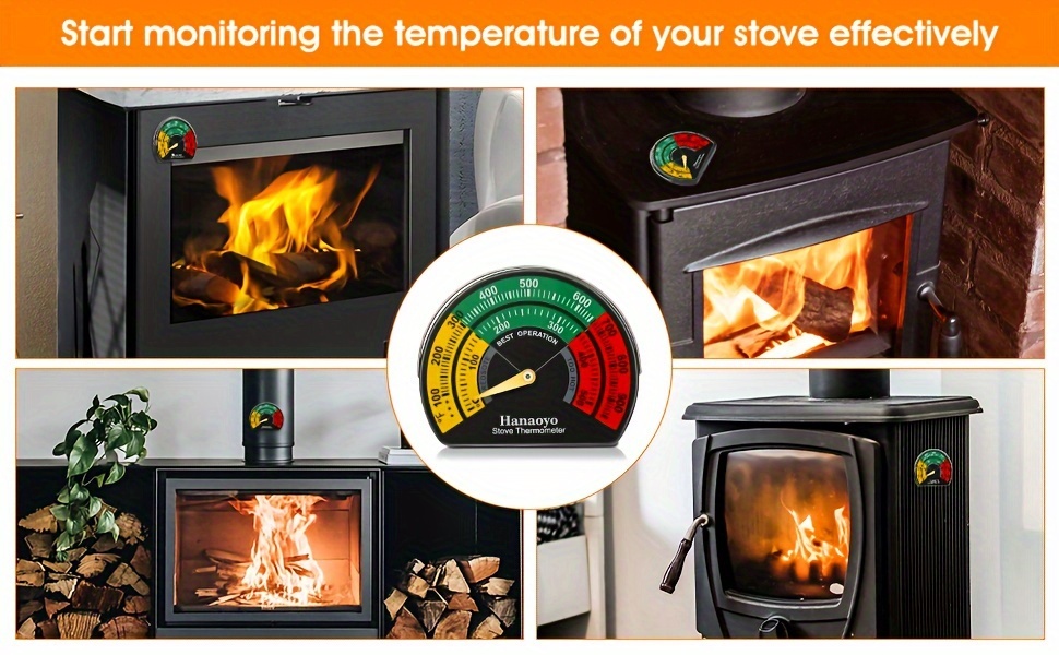 Wood Stove Thermometer Fire Place Temperature Monitor Stove Top Thermometer  Heat Distribution Meter Fireplace Accessories