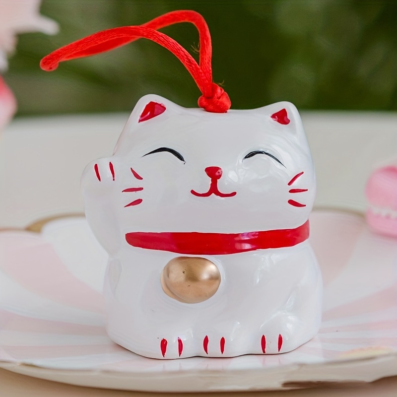 Gato de la suerte de cerámica, adorno de Maneki Neko, Feng Shui