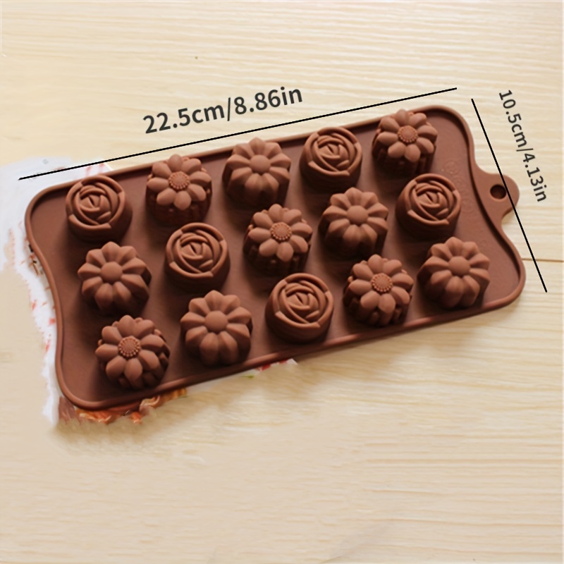 1pc 15-cavity Brown Chocolate Square Silicone Mold, Diy Candy