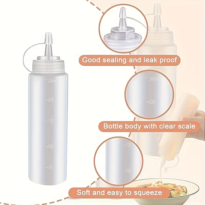 8X Condiment Squeeze Empty Squirt Bottle Reusable Plastic
