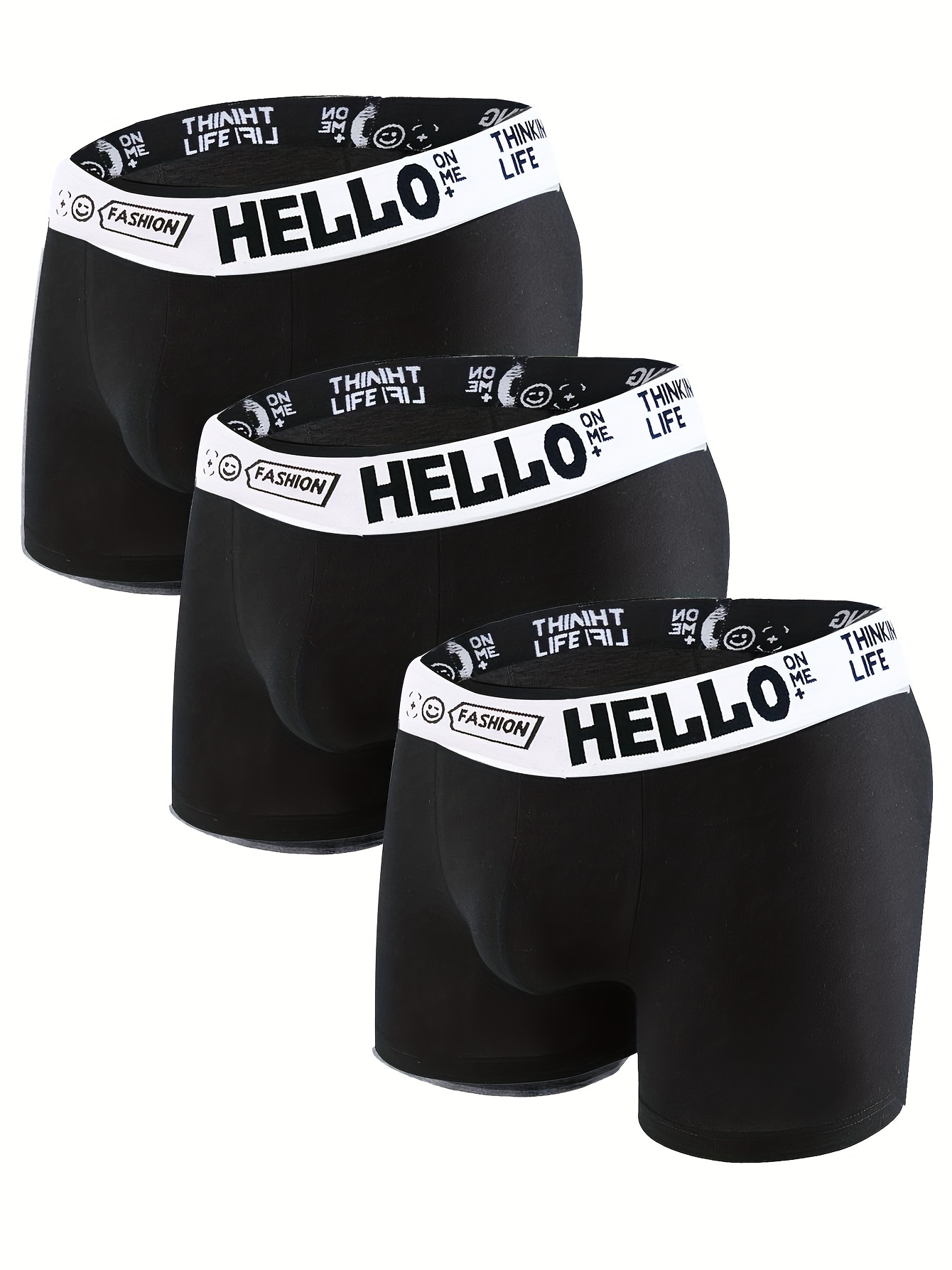 Plus Size Men's 'hello' Print Fashion Boxer Briefs - Temu Canada