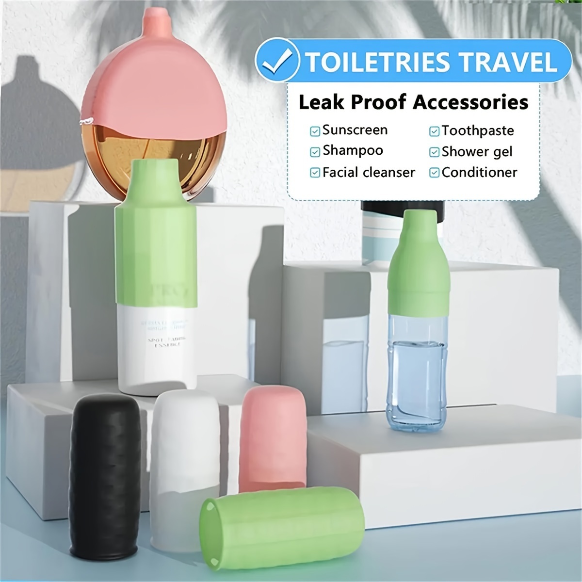 Elastic Sleeves For Leak Proofing Travel, Silicone Leak Proof Sleeves For  Travel Container In Luggage, Reusable Accessory For Travel Toiletries Bag  Suitcase - Temu