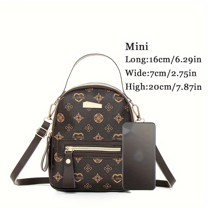 Mini Printed Backpack For Women, Faux Leather Purse With Adjustable Strap,  Casual Zipper Shoulder Bag, Bag - Temu Latvia