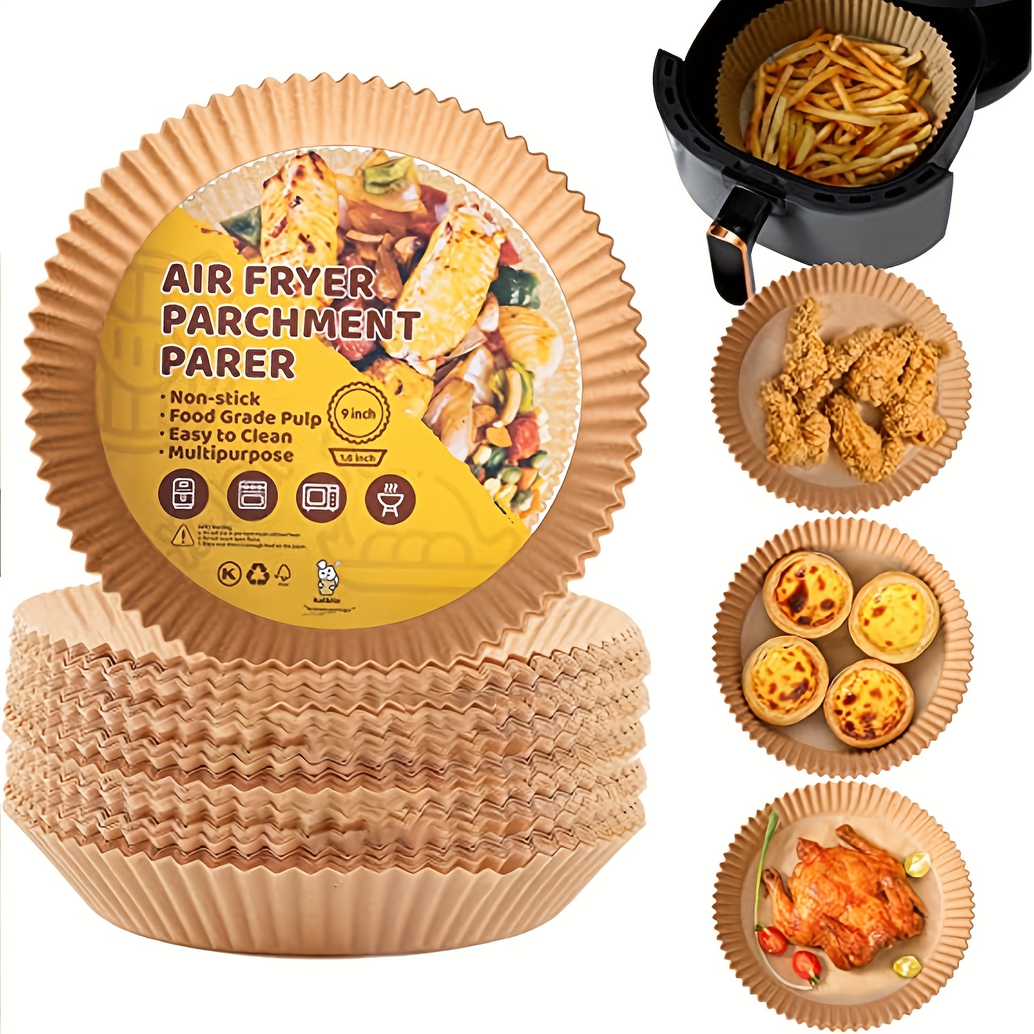 Food Grade Disposable Air Fryer Liners Paper Basket Bowls - Temu