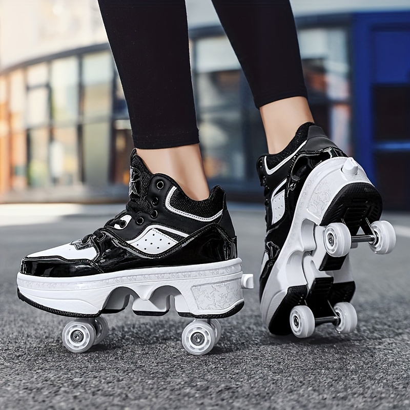 Chaussures De Skate À Double Rangée De Roues Amovibles Pour Garçon