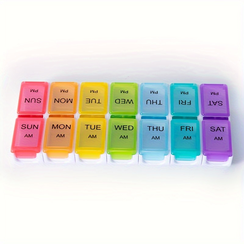 double row detachable 14 compartments weekly pill box portable travel   pill organizer pill case