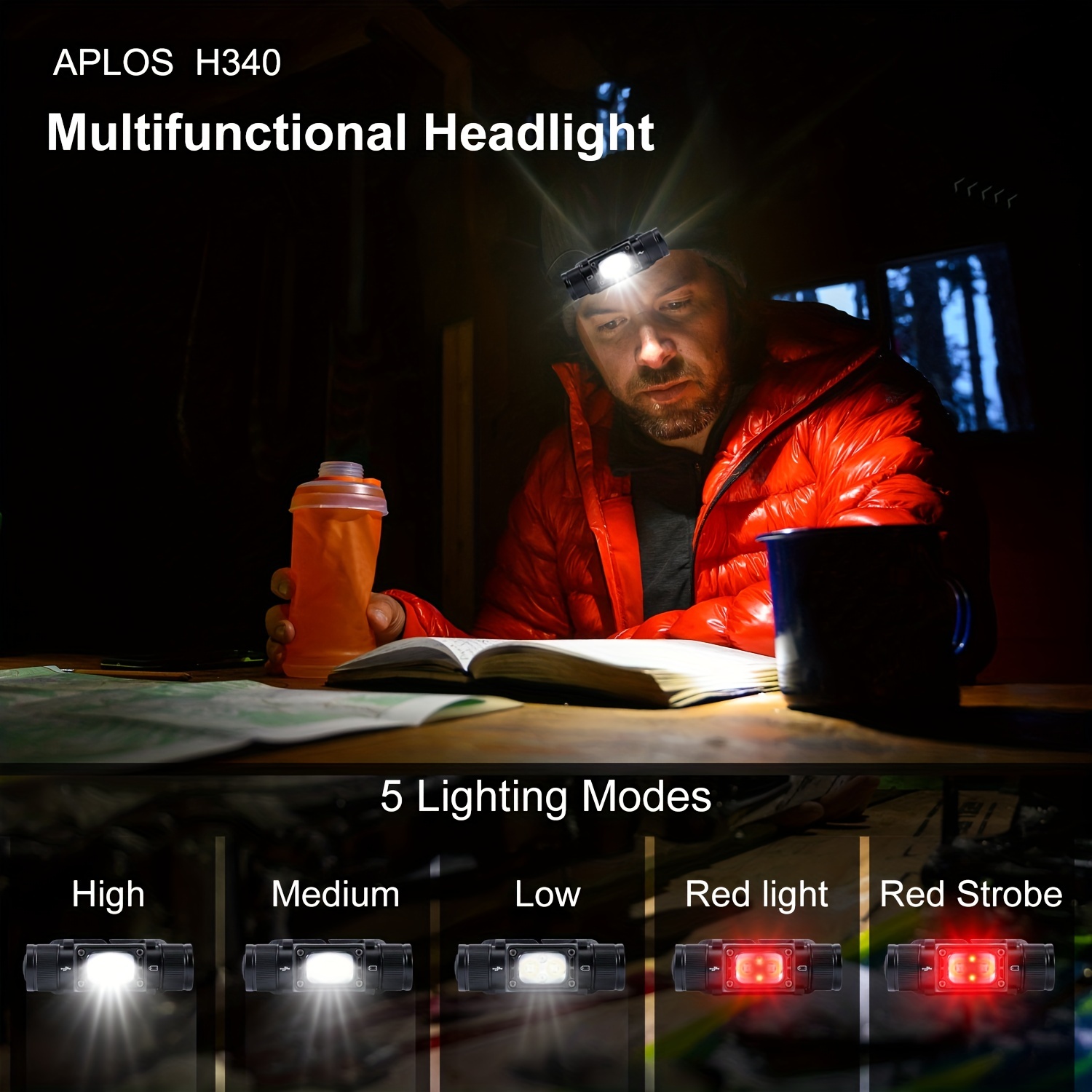 1pc rechargeable lightweight headlamp swivel base super bright led headlamp with red light mode for outdoor camping hiking fishing details 4