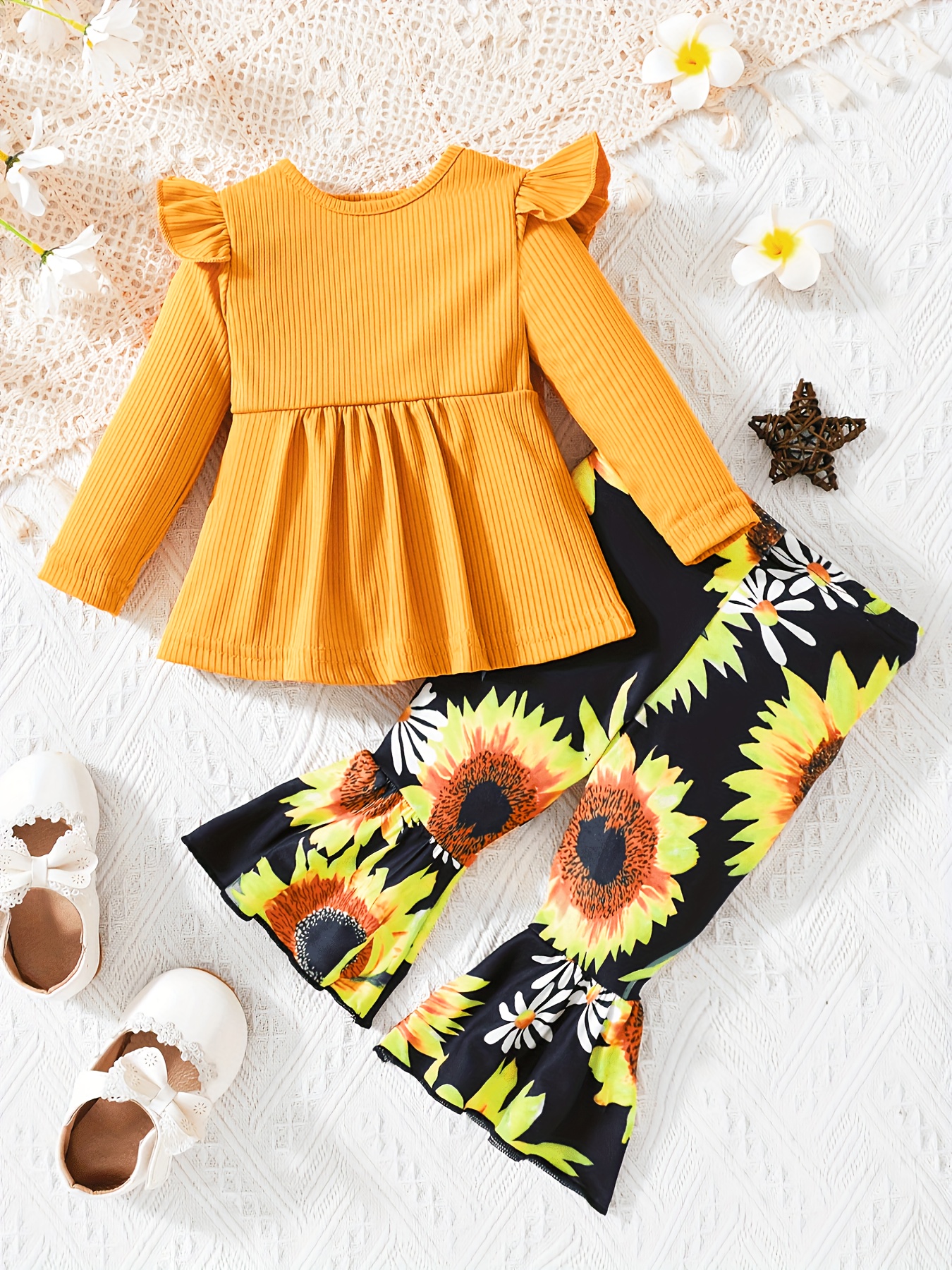 Ruffle Sunflower Set  Adorable Baby Girl Outfit
