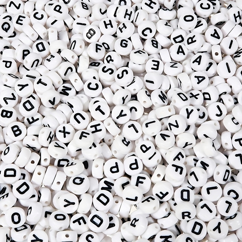  500Pcs White Round Letter Beads with Letter A 7x4mm Vowel  Letter Beads Acrylic Alphabet Loose Beads Spacers for DIY Bracelet Necklace  Jewelry Making : Arts, Crafts & Sewing