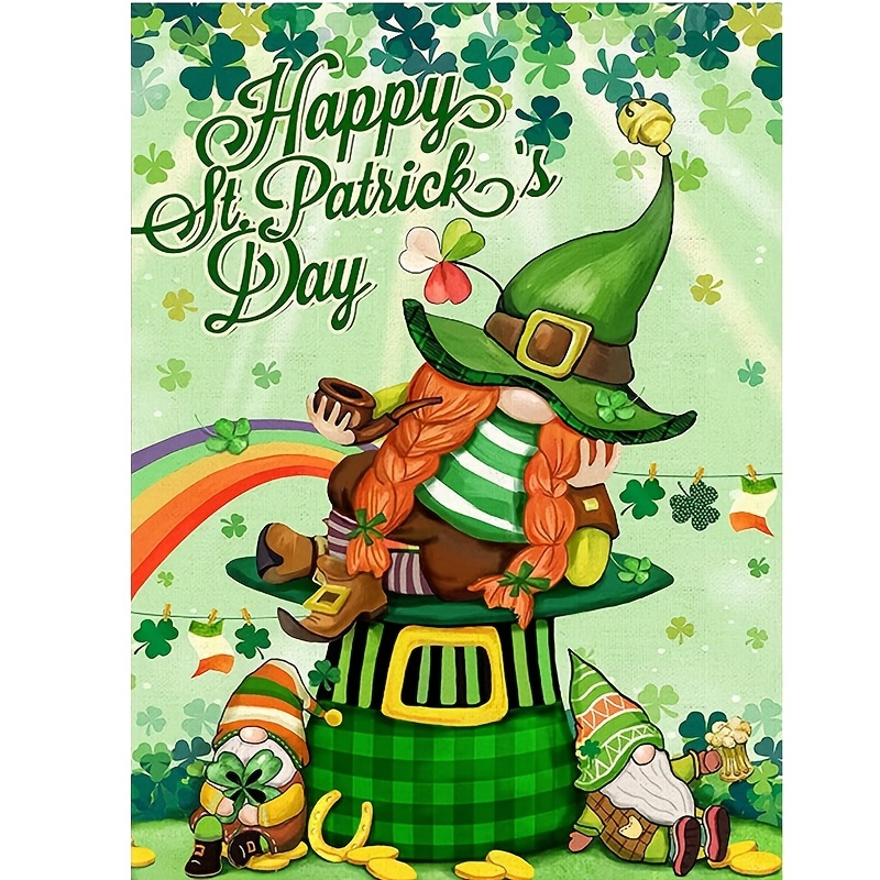  IPISSOI Diamond Painting Welcome St Patrick's Day Shamrock Kit  for Adults Diamond Painting by Number Kits Gem Art Wall Home Decor 12x16  inch