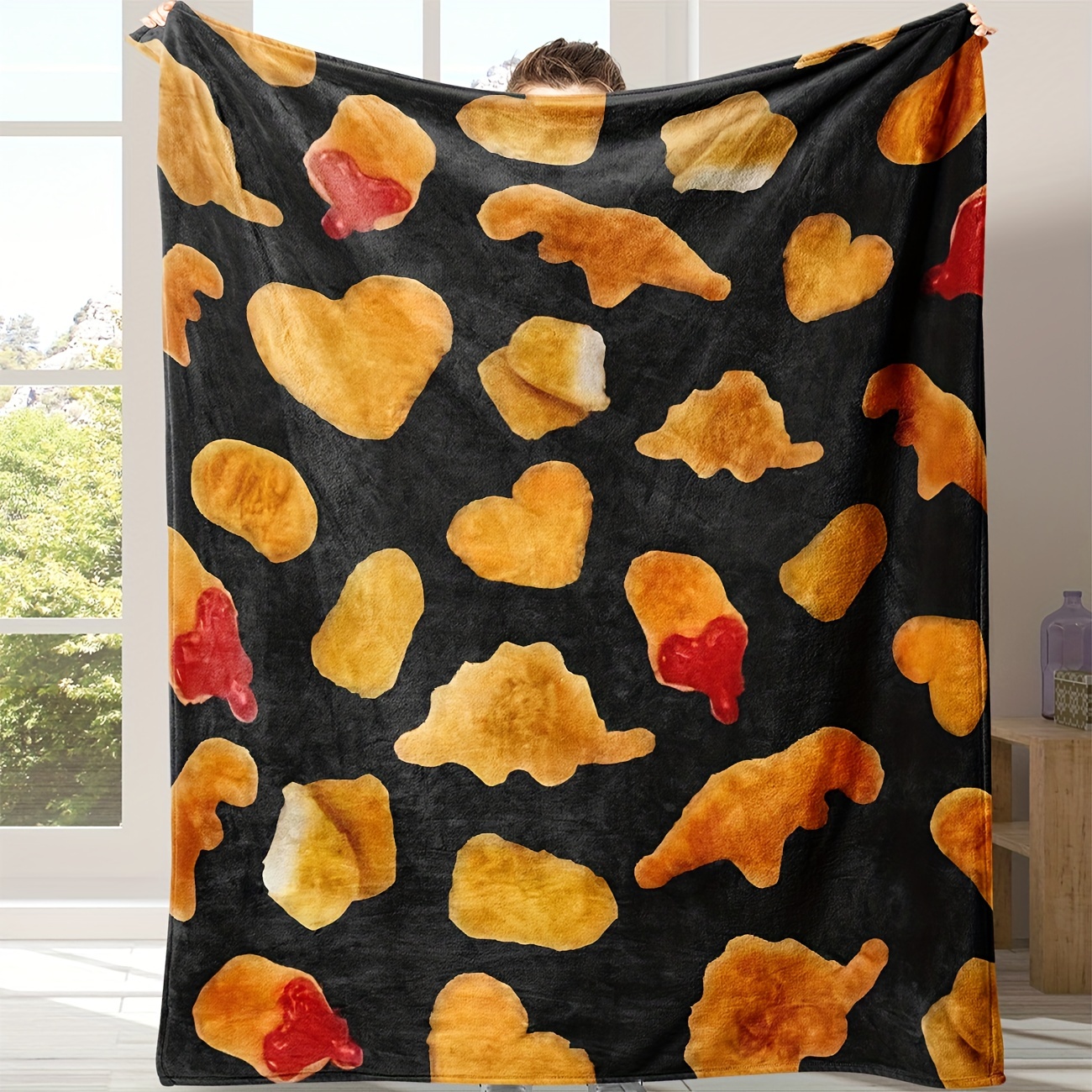 

1pc Chicken Block Pattern Flannel Blanket Lunch Break Blanket Warm Cozy Soft Blanket For Sofa Gift Home Comfortable Lightweight Blanket Travel Camping Living Room Office Sofa Chair Bed Flannel Blanket