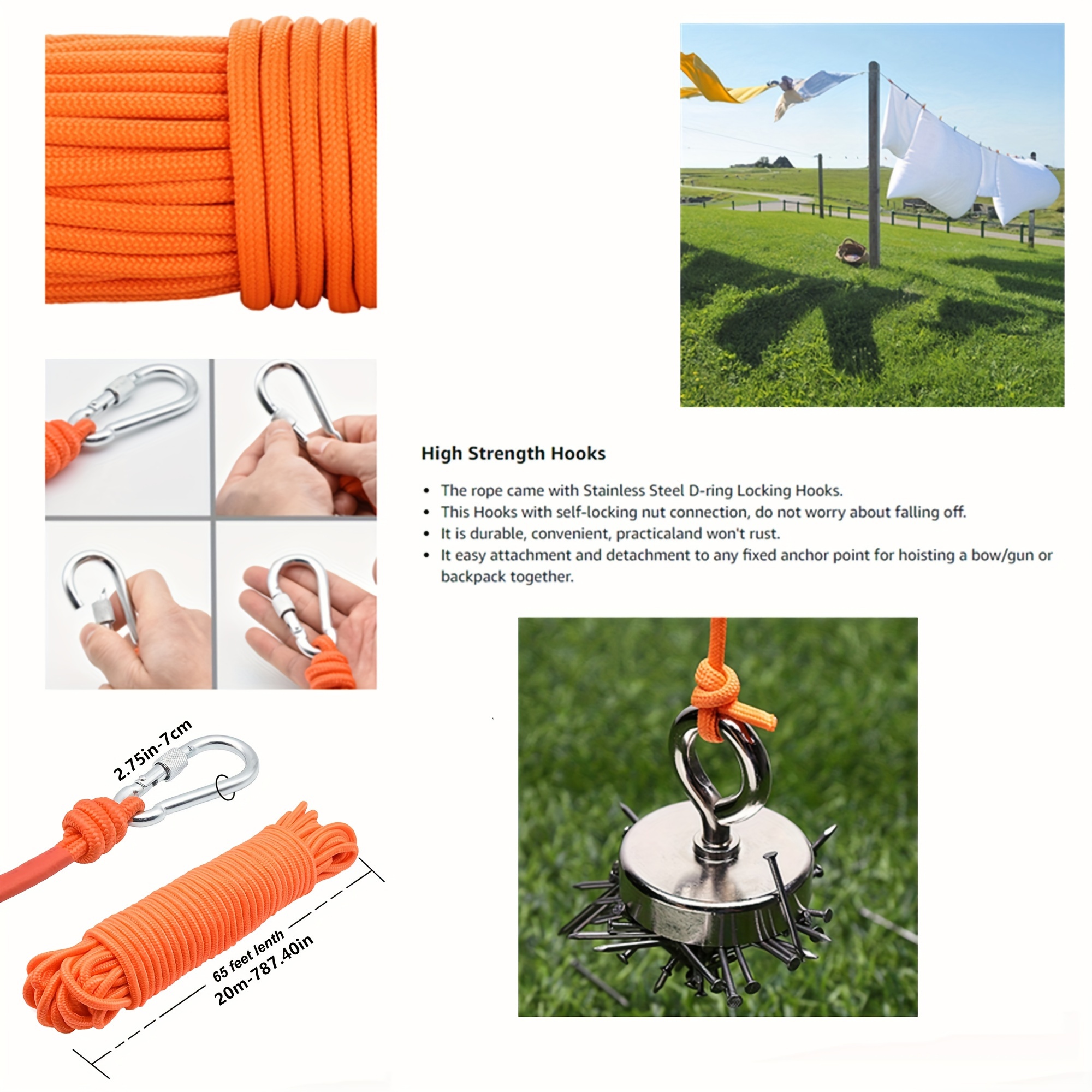65 61ft Outdoor Paracord Used For Fishing Salvage Fixing Tents Drying  Clothes For Outdoor Activities - Sports & Outdoors - Temu