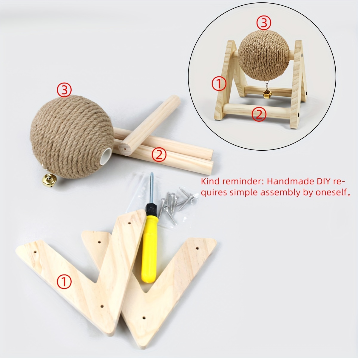Image of 1 Random Rabbit Toy Claw Grinding Ball Sisal Ball Bite-resistant Guinea Pig Molar Nail Grinding Rabbit Venting Supplies