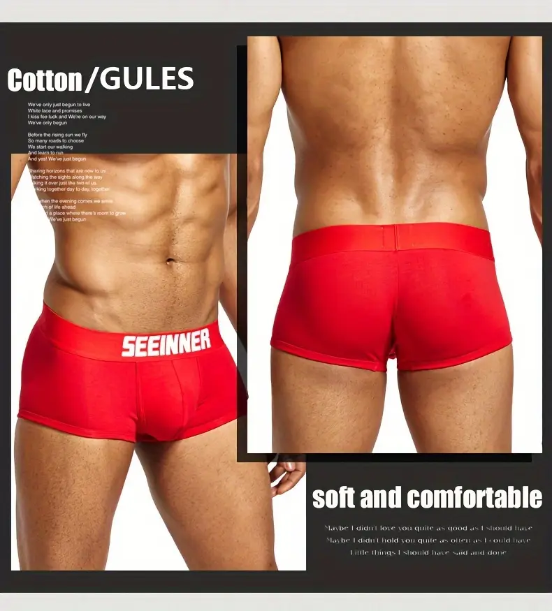 mens underwear cotton breathable comfy stretchy boxer trunks fashion boxer briefs shorts Product details 3
