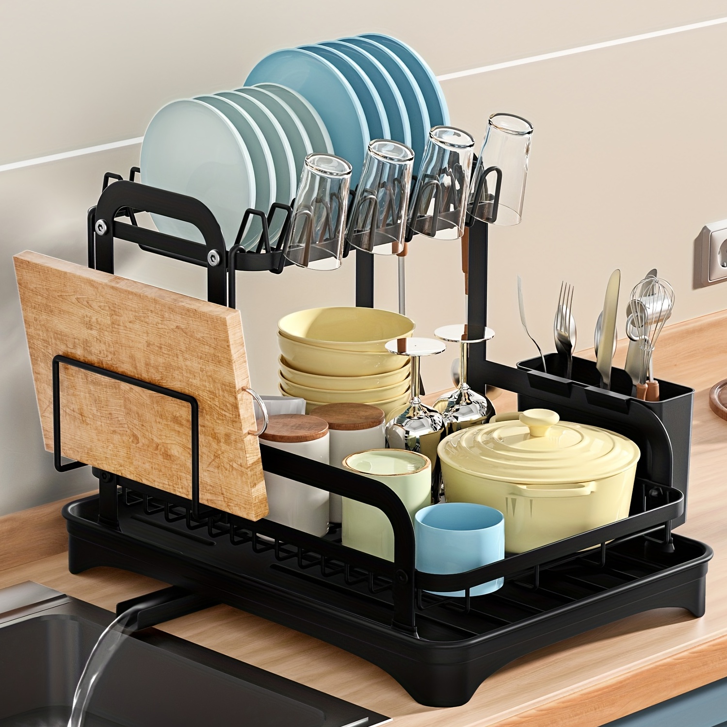 Dish Drying Rack Kitchen Counter Sink Larger 2 tier Dish - Temu
