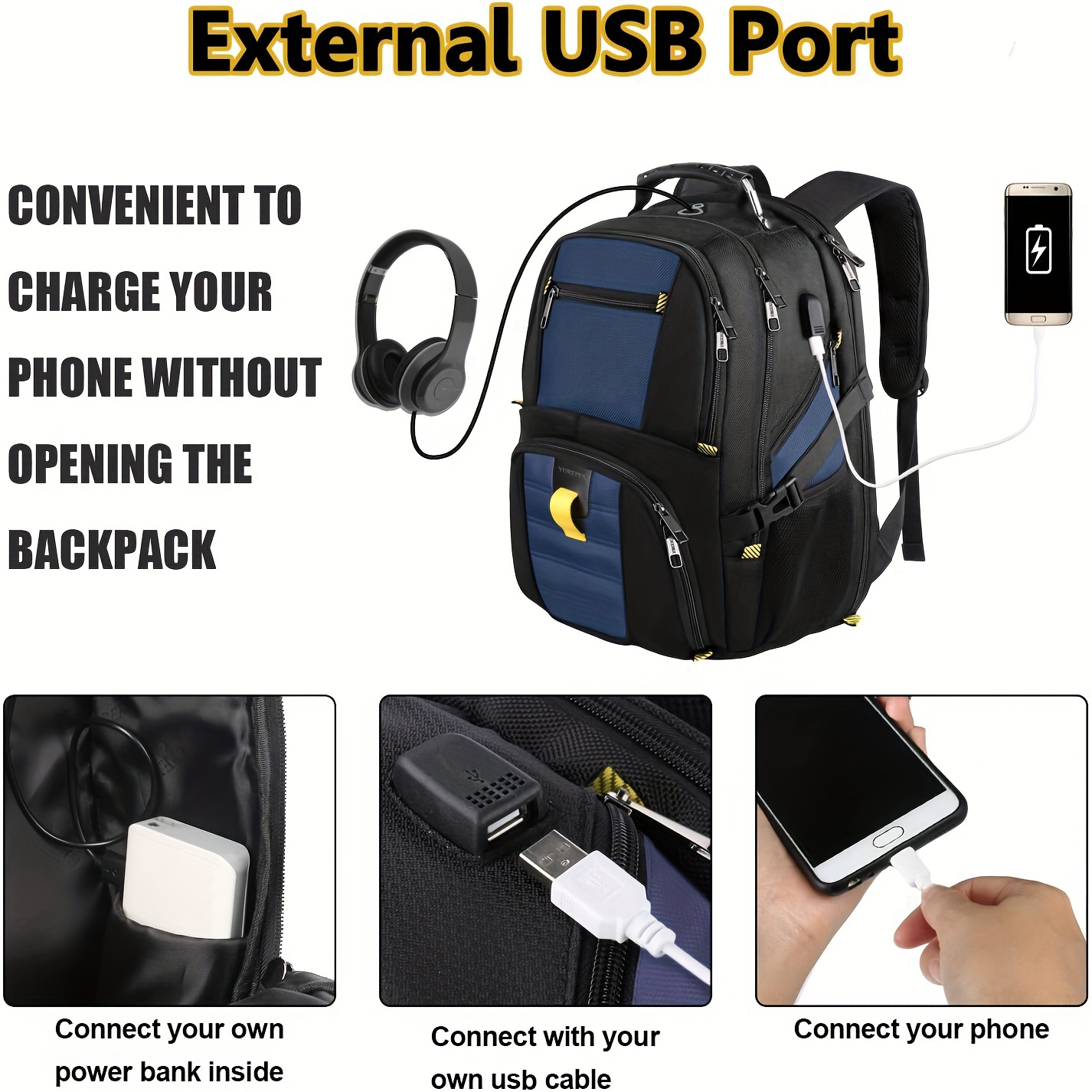 Mochila Gran Capacidad Orificio Cargador Usb Mochila - Temu Spain