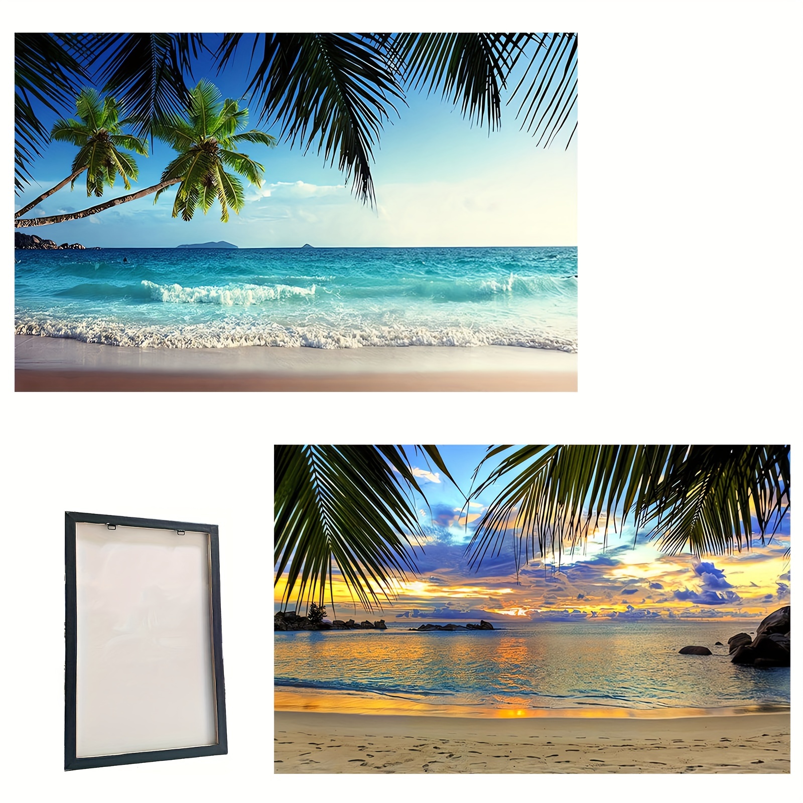 Lienzo grande con diseño de océano, cuadros de playa, puesta de sol,  decoración de pared, pintura de mar, paisaje marino, olas, pósteres de arte