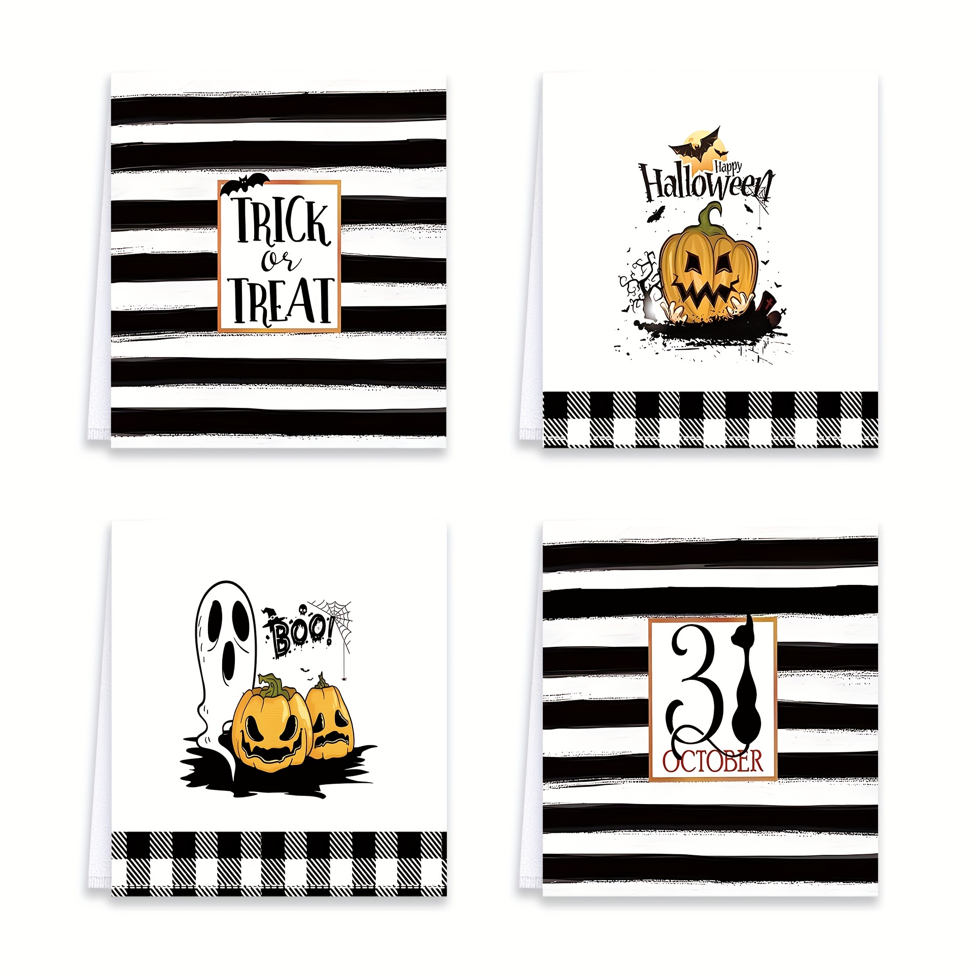 Happy Halloween Kitchen Utensils set of 2 Orange Bat Print -    Halloween kitchen towels, Decorative tea towels, Halloween kitchen
