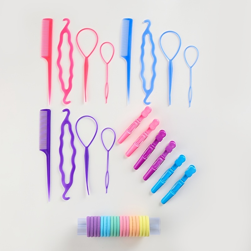 38pcs Hair Design Accessories Set - Hair Styling Tools, Pointed Tail Combs, Hair Pulling Pins, Hair Pulling Hooks & Braid Tools